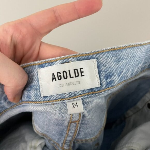 AGOLDE Riley High Rise Distressed Straight Leg Crop Jeans Size 24 - Picture 3 of 7